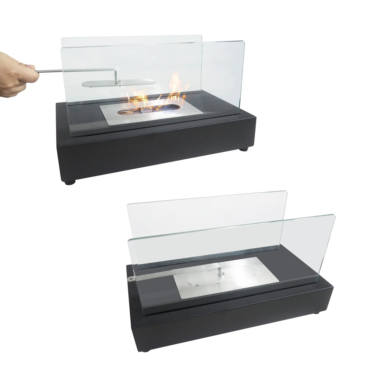 Bio Skypatio exterior Metal 7.1'' Tabletop x 8''H Guard Flame x 13.98''L with Ventless Ethanol Fireplace W