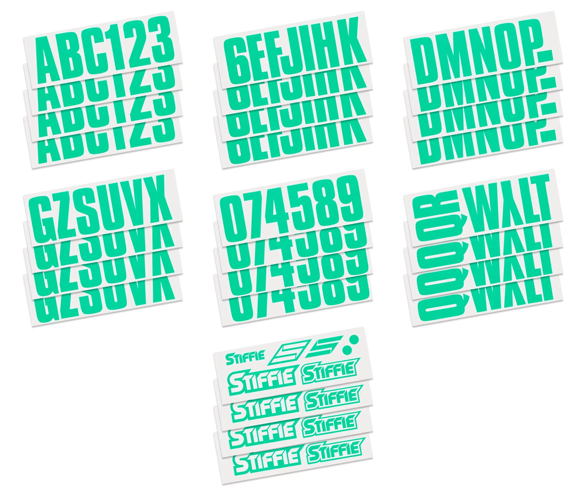 Numbers & Uniline Personal Decals Boats Stickers Custom SeaFoam Watercraft Letters for Green Marine STIFFIE & 3" Registration PWC Identification Kit Alpha-Numeric