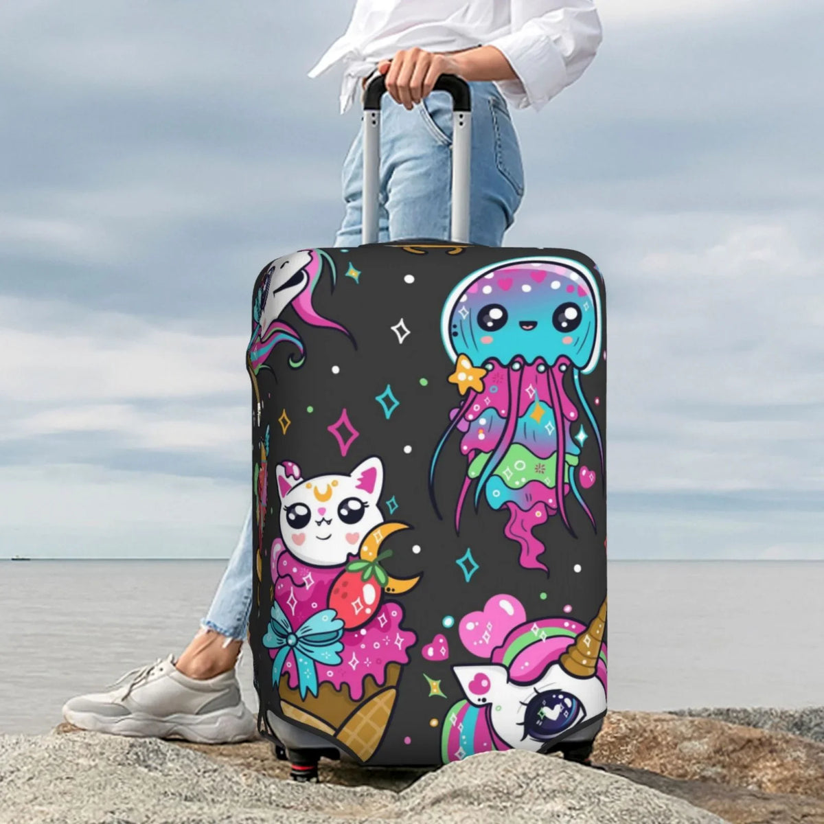 And 18-32 Protector Unicorn Cat Luggage,Washable Fit Stratch Resistance Icecream Cover Covers Protector,Suitcase Protector Cover And Rainbow Dust Fotbe Luggage Inch