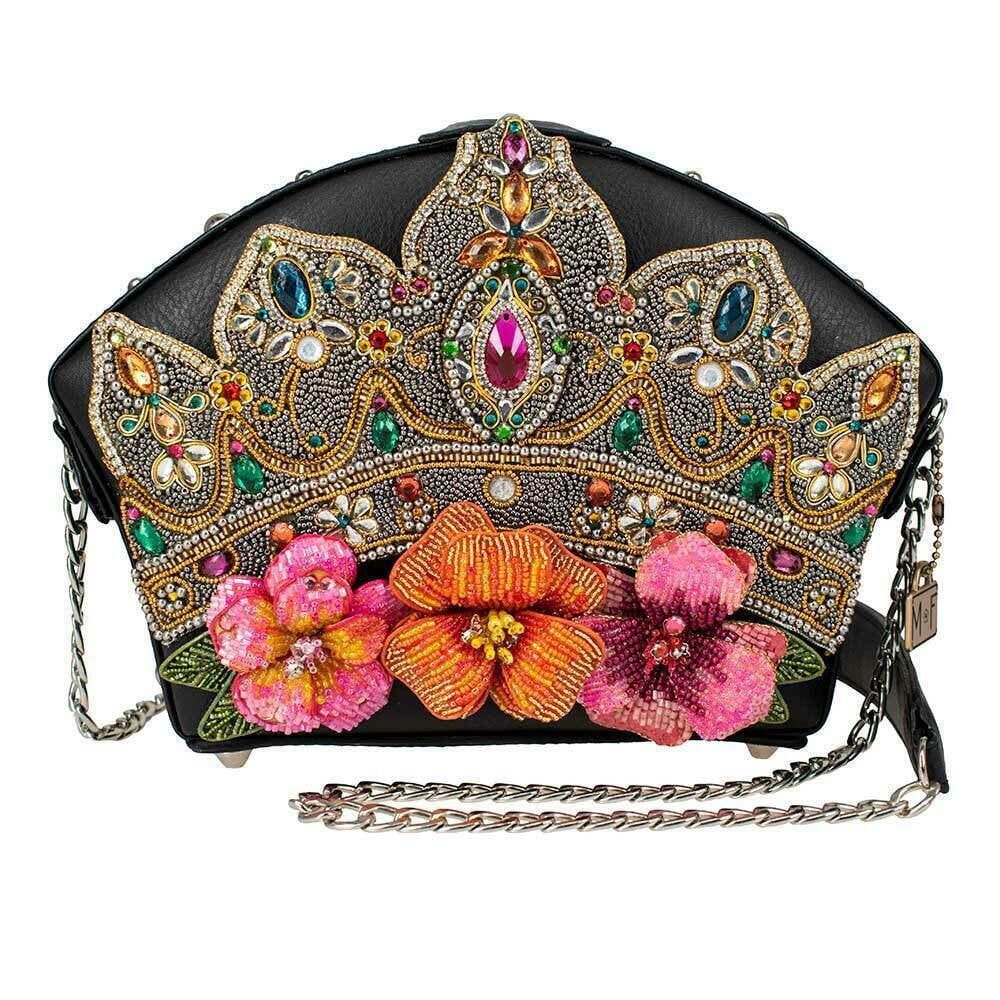 NEW Black Crown Crossbody Frances Flower Handbag Jewelry Mary Princess