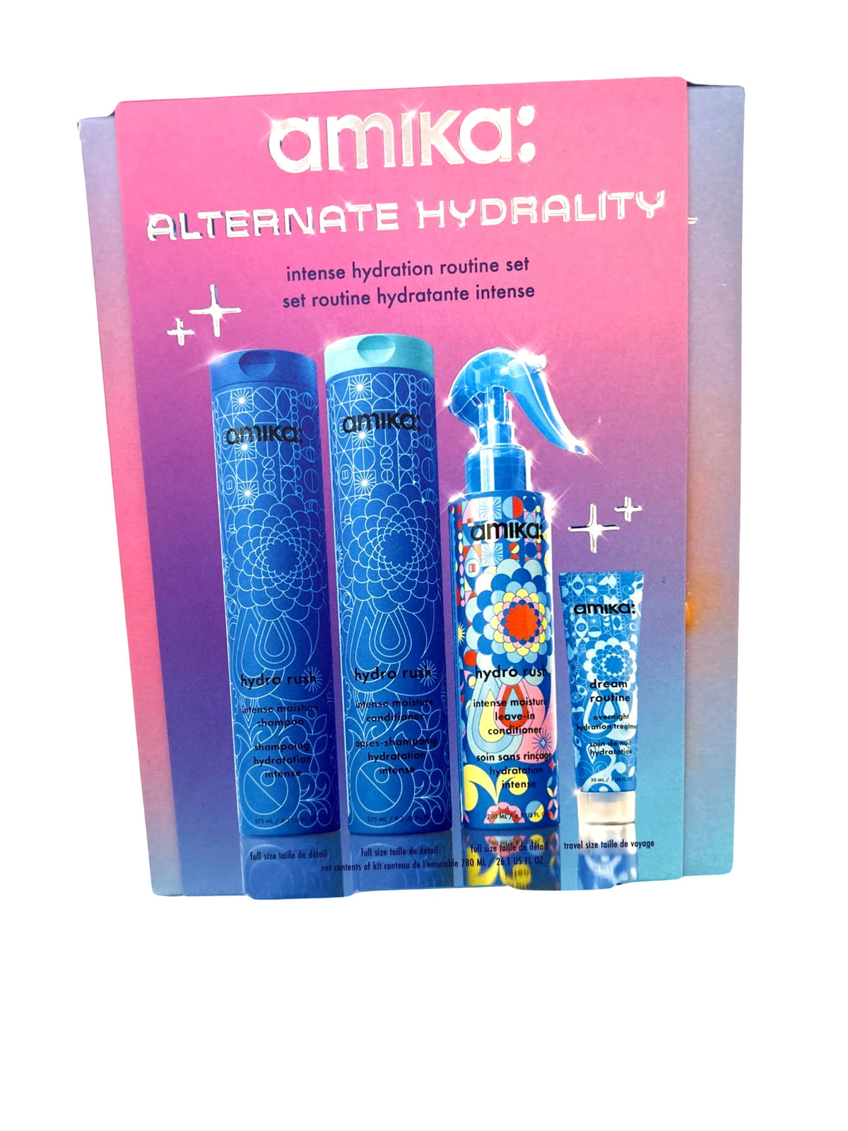 Alternate Conditioner In Hydro Dream Conditioner Hydro 6.7oz Leave Shampoo Hydro Overnight 9.2oz Treatment Routine 9.2oz Amika Rush Kit: 1oz Rush Rush Hydrality