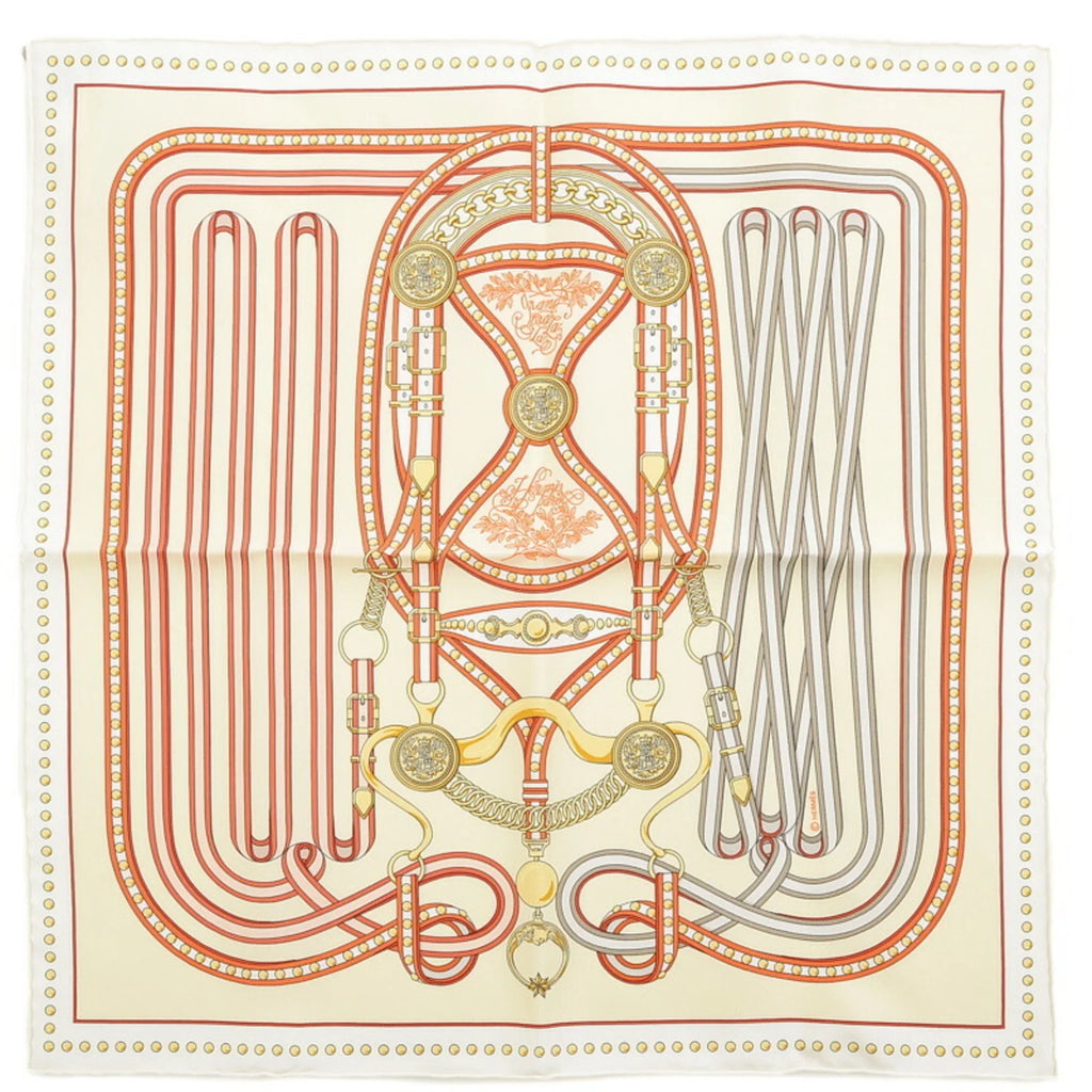 Cream 45 Gavroche Grand Pre-Owned Hermes Orange (Like Scarf Tralala New) White Carre