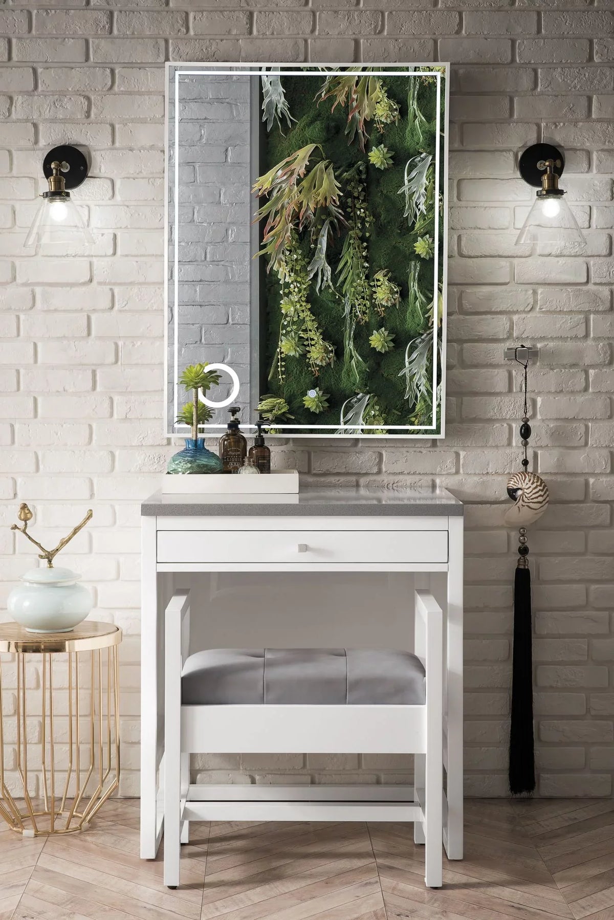 Athens Unit 30 Furniture Martin in. CM Quartz 3 White Expo Glossy Countertop Grey with James Top,