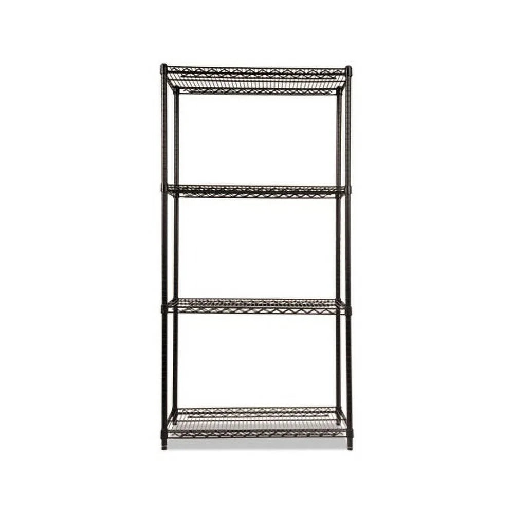 x Wire x Industrial 36w Certified NSF 18d Black Shelving 72h, Kit 4-Shelf