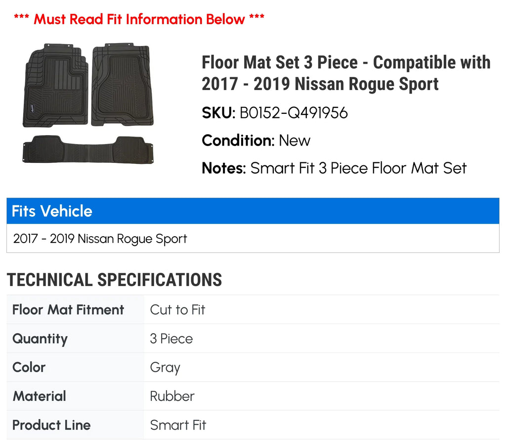 3 Floor - Piece Rogue - Sport 2018 2017 with Nissan Mat 2019 Set Compatible