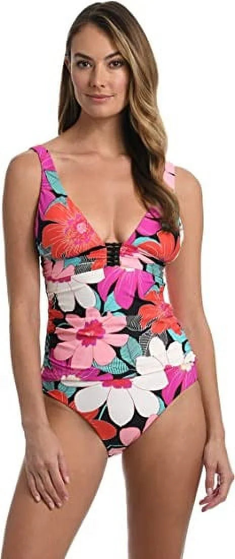 Top La Women's Tankini Blanca 6 Knot Trim Pink dimension Swimsuit