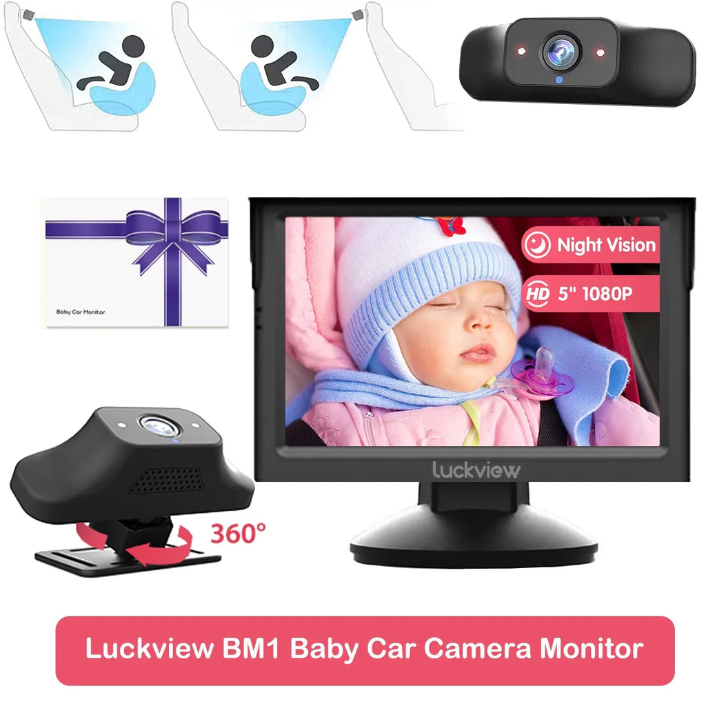 Safety Baby Monitor Night Rear Car Zoom Camera Car Monitor While Baby HD Children Vision, Driving Baby Seat Observing Car Seat Back Camera Facing for 3X Camera Luckview Car Baby