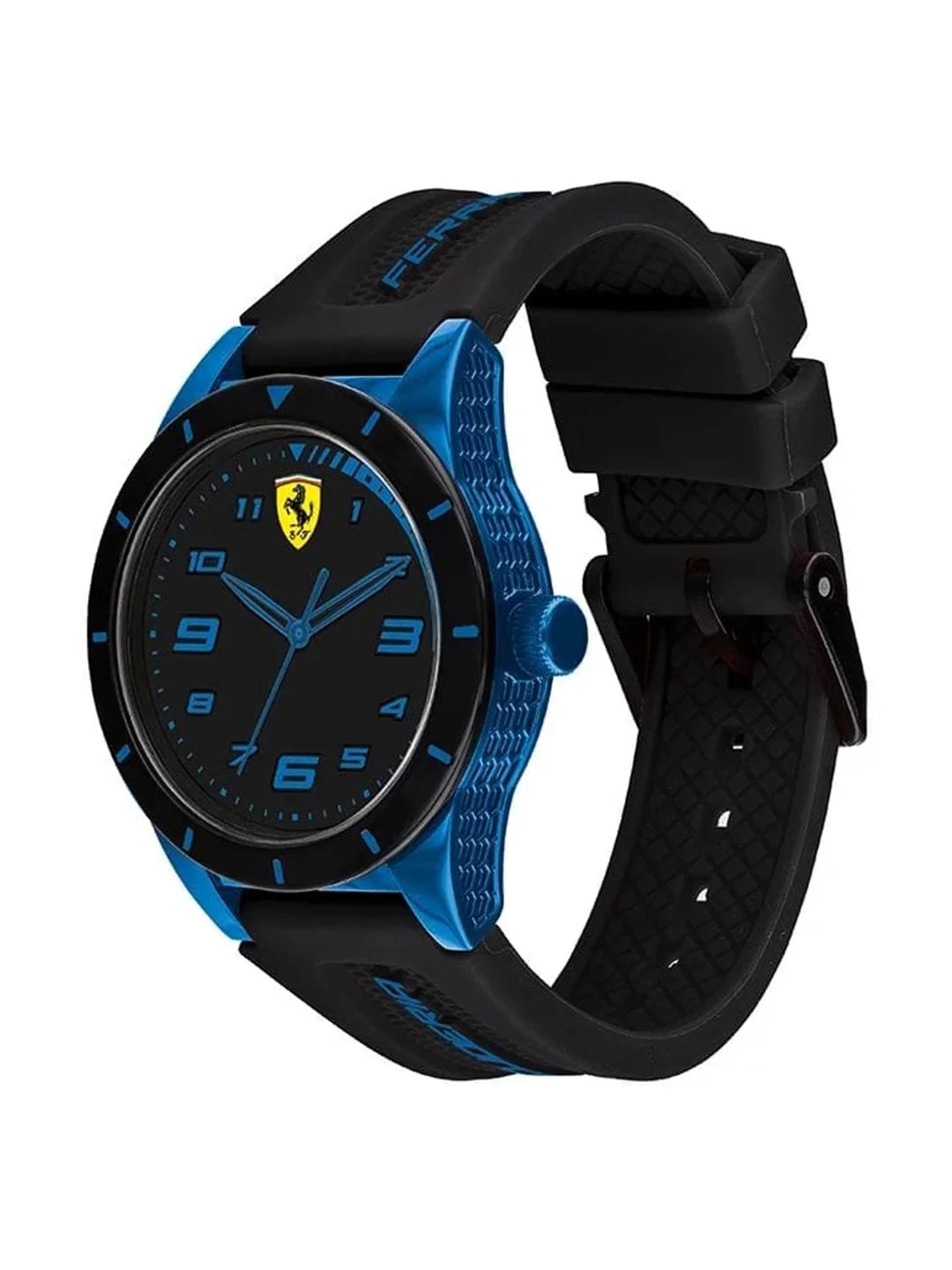 Ferrari Case Silicone Men's Watch, Strap 34mm Black/Blue Redrev