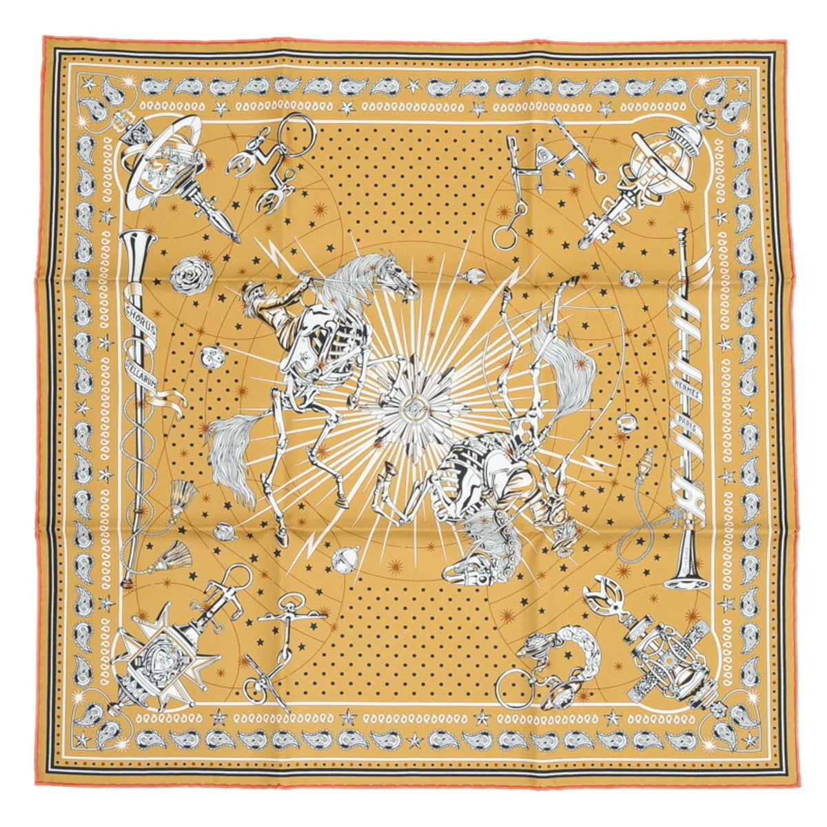 (Like CHORUS Carre 100% Hermes 55 Silk Bandana STELLARUM New) Pre-Owned