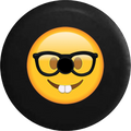 Tire Glasses 2019 Text Jeep Emoji 2018 Nerd Face Backup Inch Wrangler Cover RV with JL Spare Camera for 33