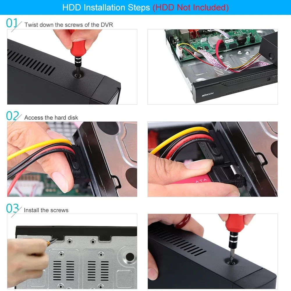 DVR P2P DVR AHD/Analog/TVI/CVI/ Definition for CCTV (NO System Recorder office Remote Phone Digital 1080P HDD) Full KKmoon kit Camera Plug 4CH Monitoring Video High Home