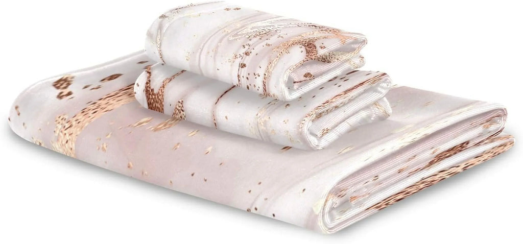 Towels Towels Rose Towel Bath Decor, Piece Set GZHJMY Absorbent for Soft Abstract Home Set Marble Gold Bath Comfortable Hotel 3 &
