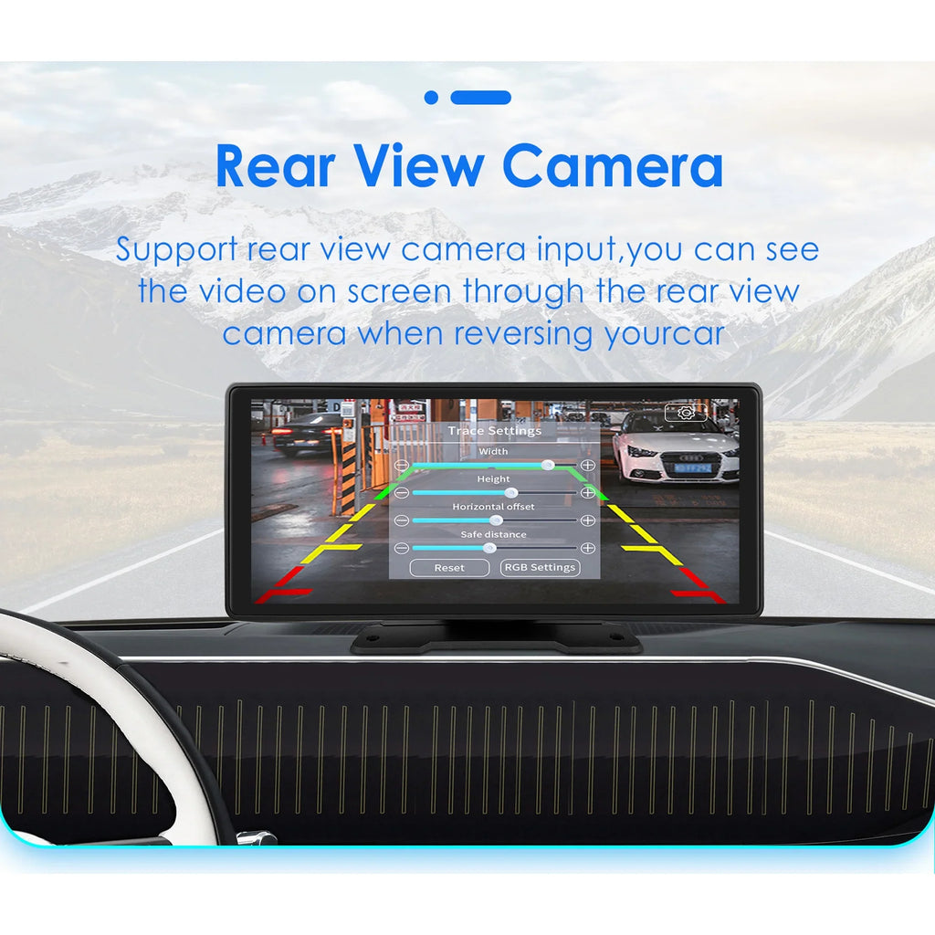 Bluetooth Head Unit Mirror 360° Link Carplay 10.26" Radio Navigation Player Stereo Touchscreen Android Auto FM GPS Car Adjustable