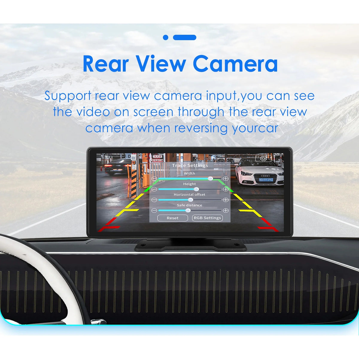 Bluetooth Head Unit Mirror 360° Link Carplay 10.26" Radio Navigation Player Stereo Touchscreen Android Auto FM GPS Car Adjustable