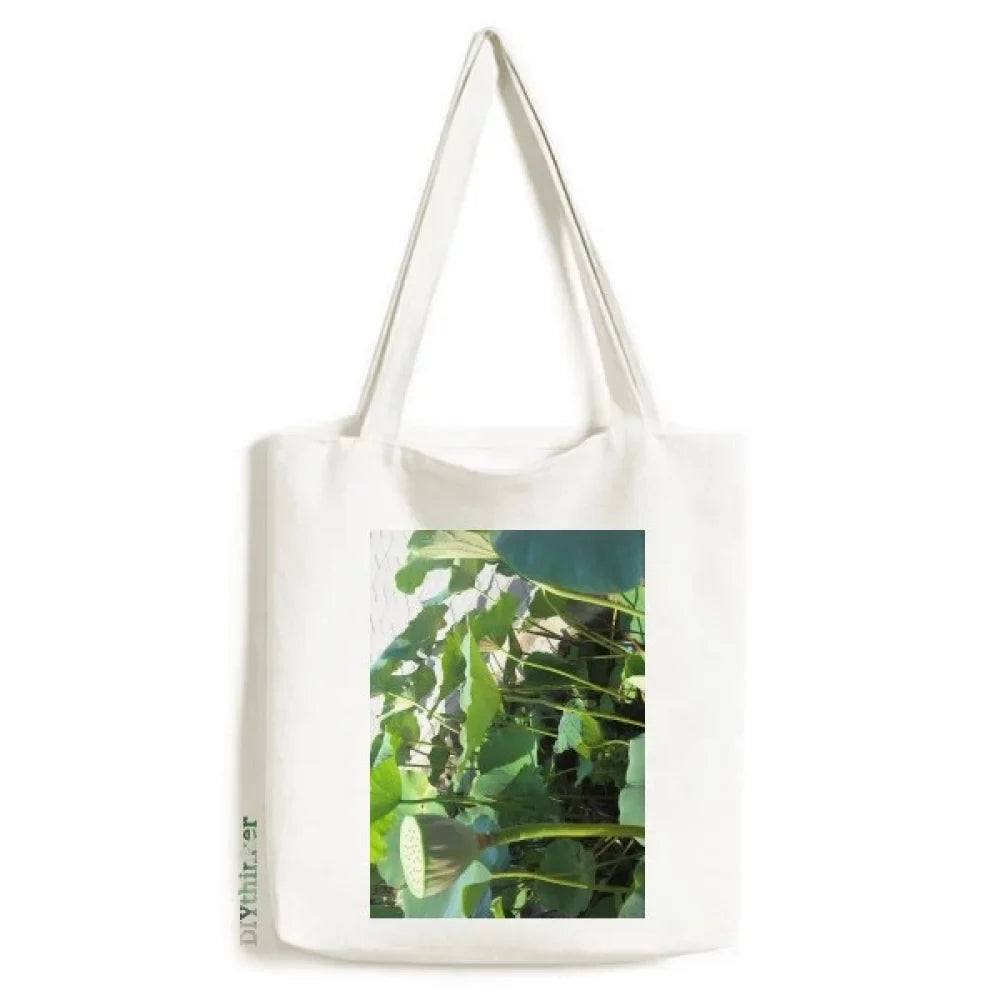 Lotus Pool Lake Canvas Tote Shopping Casual Satchel Bag Handbag