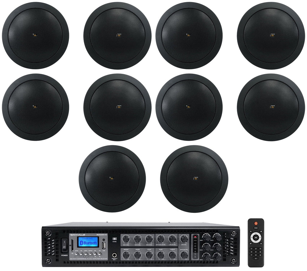 In-Ceiling 14C/T-BK 4" 70v JBL (10) 25w CONTROL Speakers+Amplifier Black