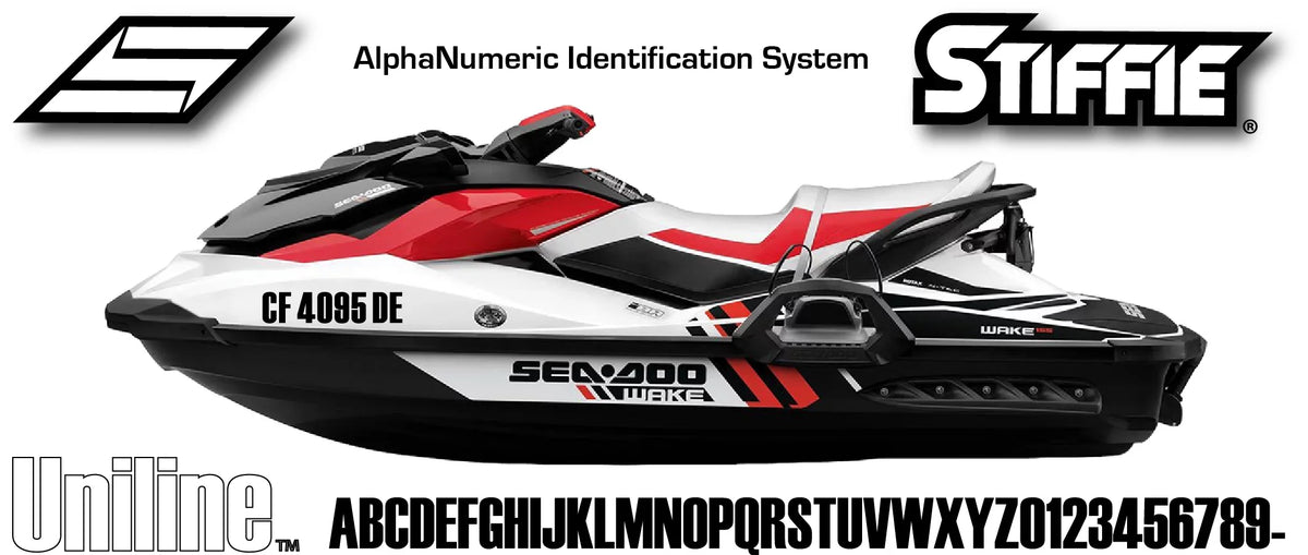Numbers & Uniline Personal Decals Boats Stickers Custom SeaFoam Watercraft Letters for Green Marine STIFFIE & 3" Registration PWC Identification Kit Alpha-Numeric