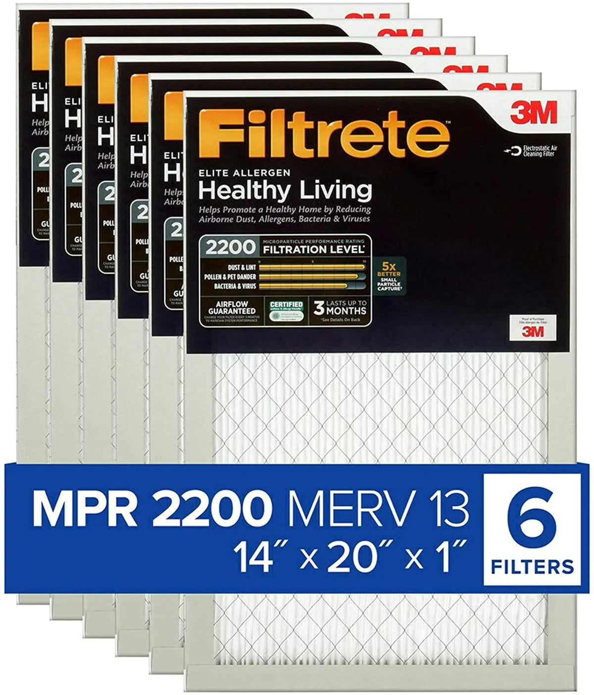 AC 6-Pack Elite x x dimensions 0.78) MPR 13.81 2200, (exact Filter, Healthy Air 14x20x1, Allergen, Filtrete Living 19.81 Furnace