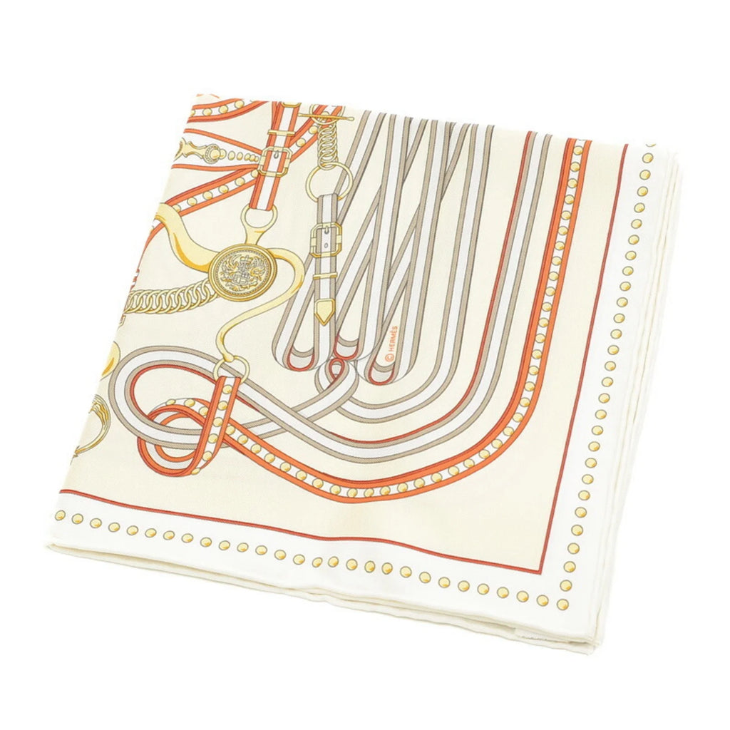 Cream 45 Gavroche Grand Pre-Owned Hermes Orange (Like Scarf Tralala New) White Carre