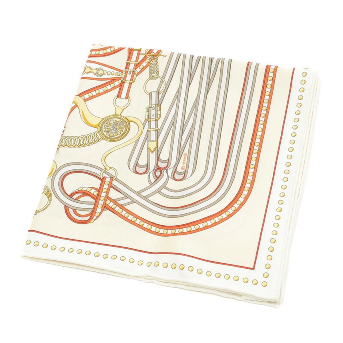 Cream 45 Gavroche Grand Pre-Owned Hermes Orange (Like Scarf Tralala New) White Carre