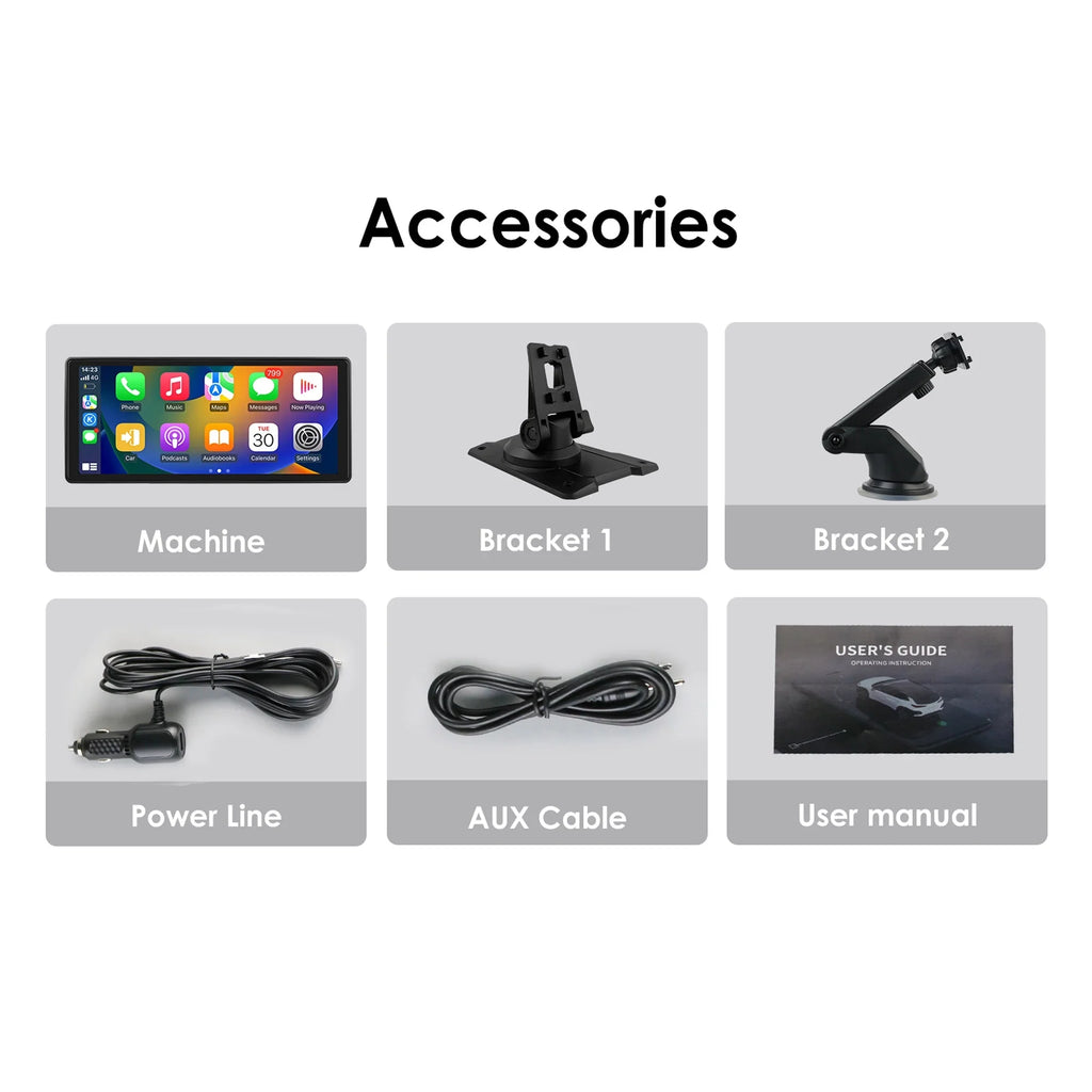 Bluetooth Head Unit Mirror 360° Link Carplay 10.26" Radio Navigation Player Stereo Touchscreen Android Auto FM GPS Car Adjustable