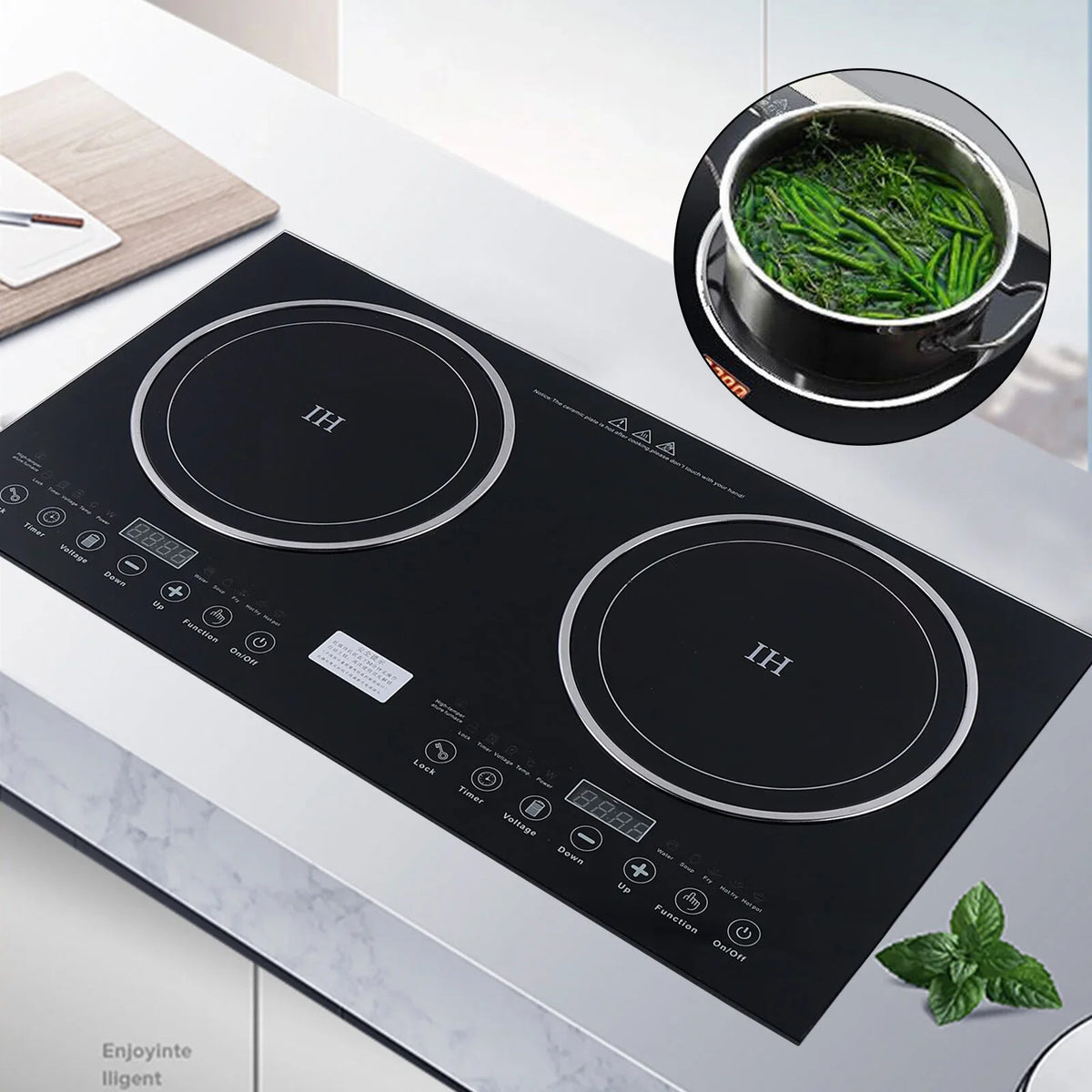 Touch Dual Cooker+1400W Portable Cooker Stove Countertop 1200W ANQIDI Cooktop Digital Sensor Burner Ceramic
