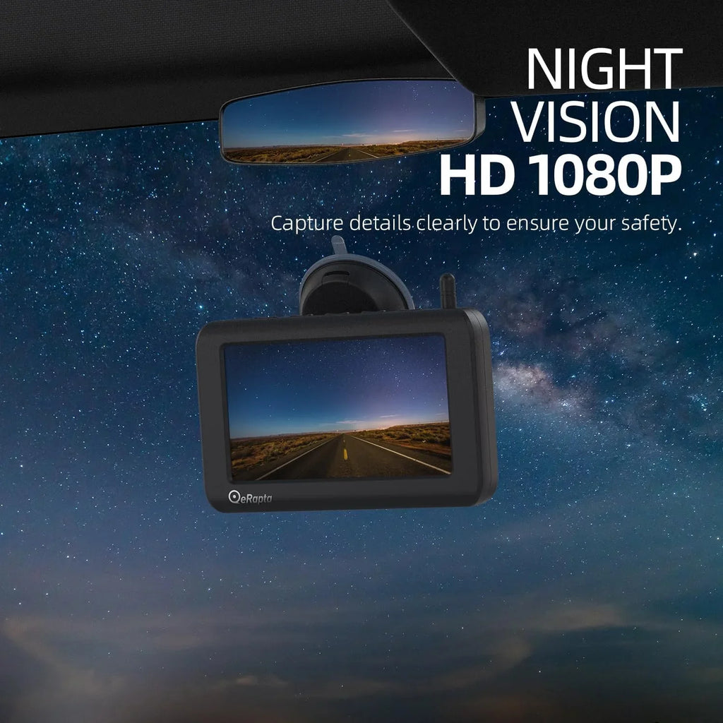 Waterproof Monitor X5 Wireless Backup Magnetic 5'' Drilling No HD Min Camera Installation DIY eRapta 1 1080P Solar