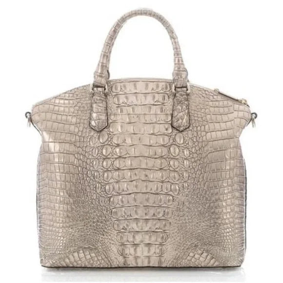 Satchel Brahmin Sugar Cane Duxbury Large Silver/Metallic