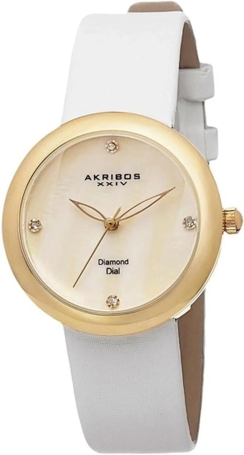 Dial Diamond Quartz Womens Strap MOP Satin Watch AK687YGW Swiss